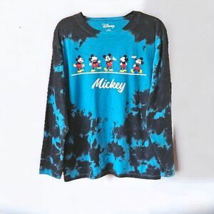 DISNEY Plus Size Tie Dye Mickey Mouse Long Sleeve Graphic Tee